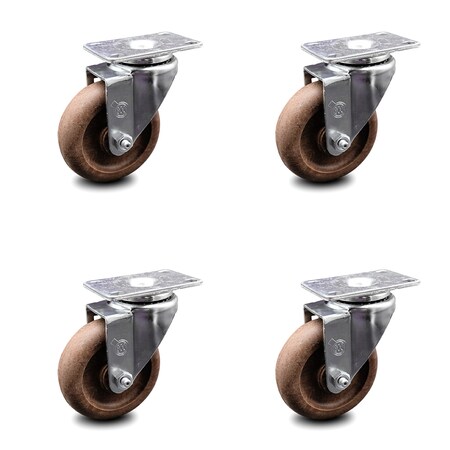 Service Caster 4 Inch High Temp Glass Filled Nylon Wheel Swivel Top Plate Caster Set SCC SCC-20S414-GFNSHT-4